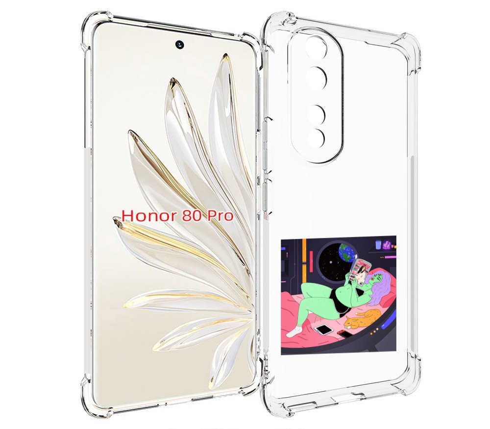 

Чехол MyPads трехглазая девушка зеленая для Honor 80 Pro, Прозрачный, Tocco