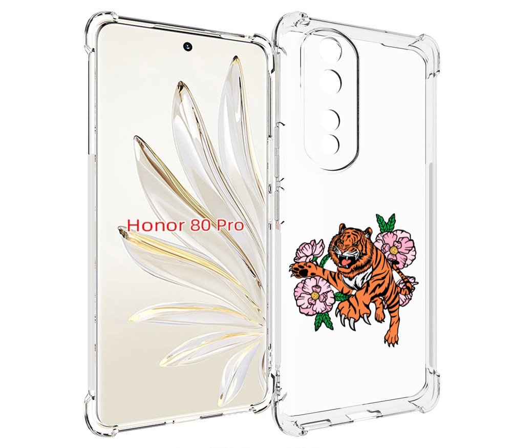 

Чехол MyPads тигры-цветочные для Honor 80 Pro, Прозрачный, Tocco