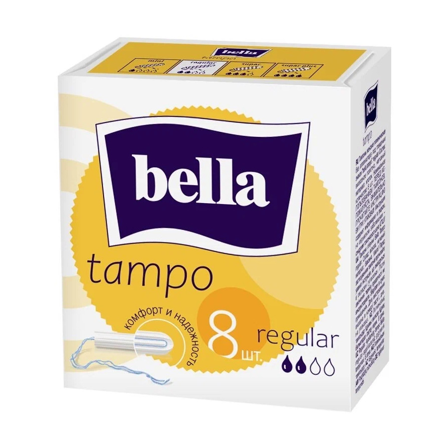 Тампоны Bella Tampo Premium Comfort Regular 8 шт тампоны bella premium comfort regular без аппликатора 16 шт
