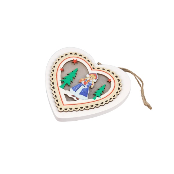 Елочная игрушка Luazon lighting Сердце со снегурочкой 1 шт. коричневый