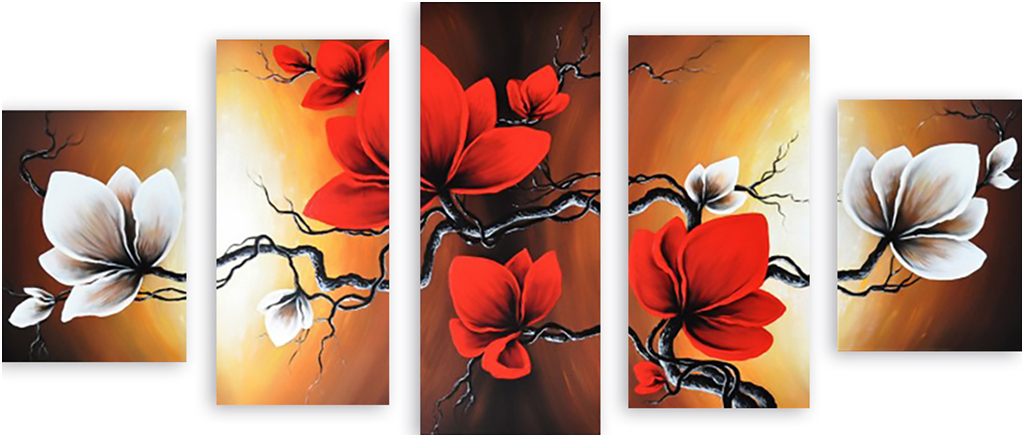 

Картина модульная на холсте Модулка Белое и красное 150x73 см, 542