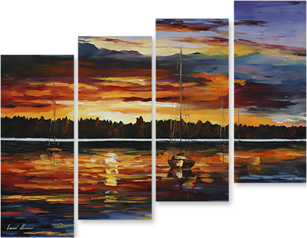 

Картина модульная на холсте Модулка Яхты на закате 150x120 см, 1382