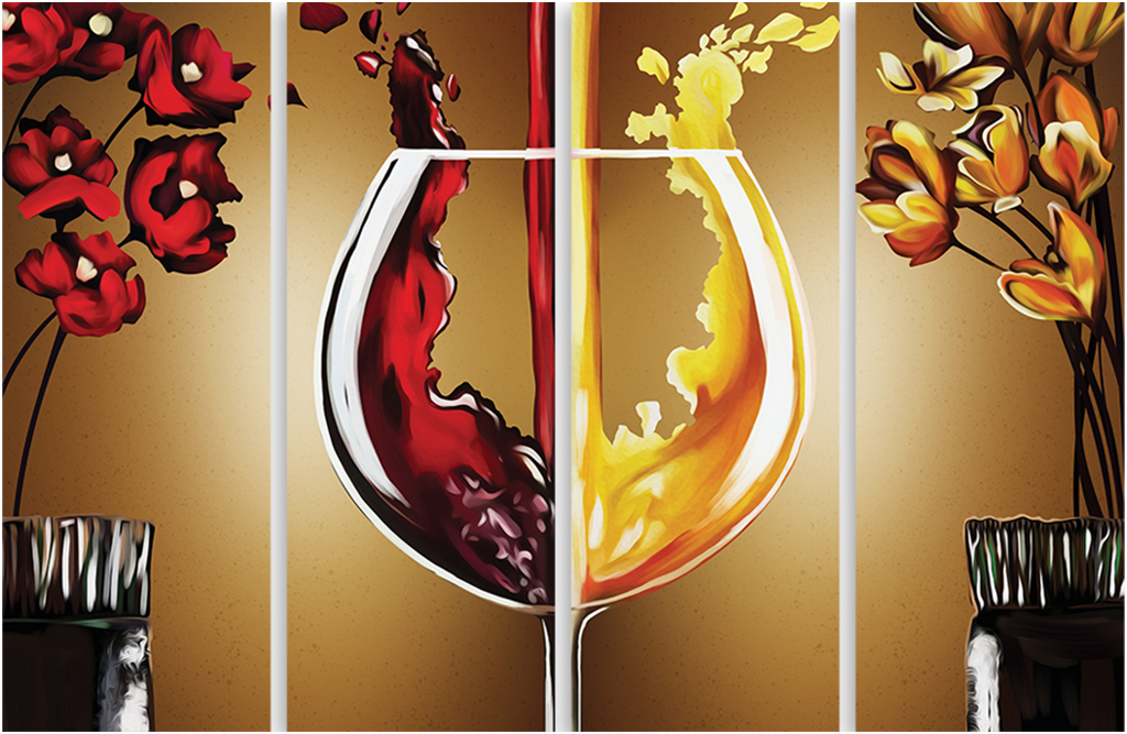 

Картина модульная на холсте Модулка Красное и бело вино150x102см, 1264