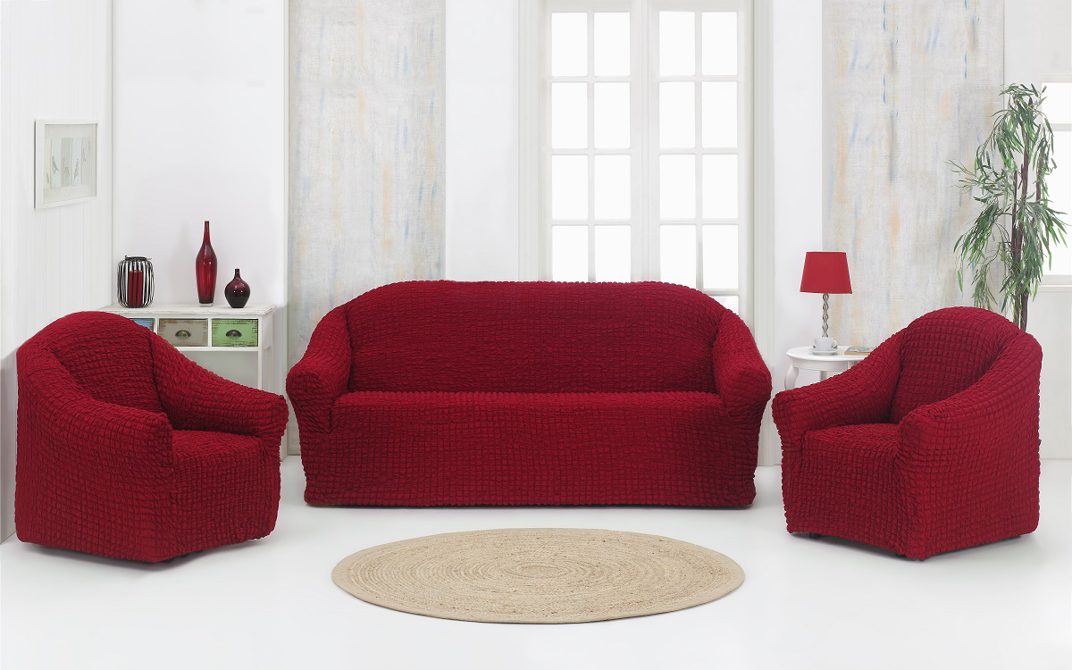 фото Karna 1780 набор чехлов дла дивана karna 3+1+1 , без юбки бордовый