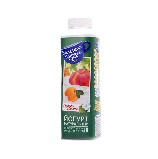 

Бзмж йогурт большая кружка персик-абрик 1,9% 500г