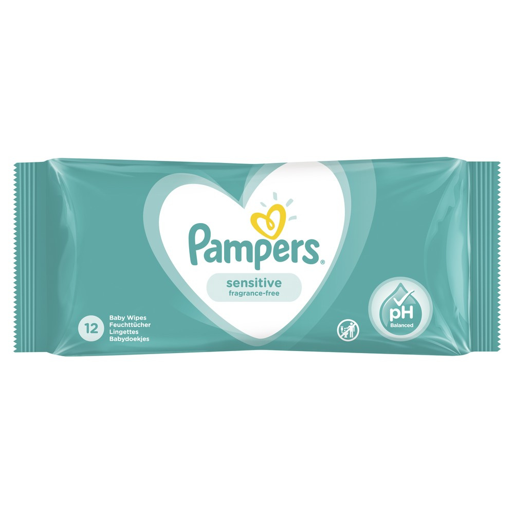 фото Детские влажные салфетки pampers sensitive 12 шт.
