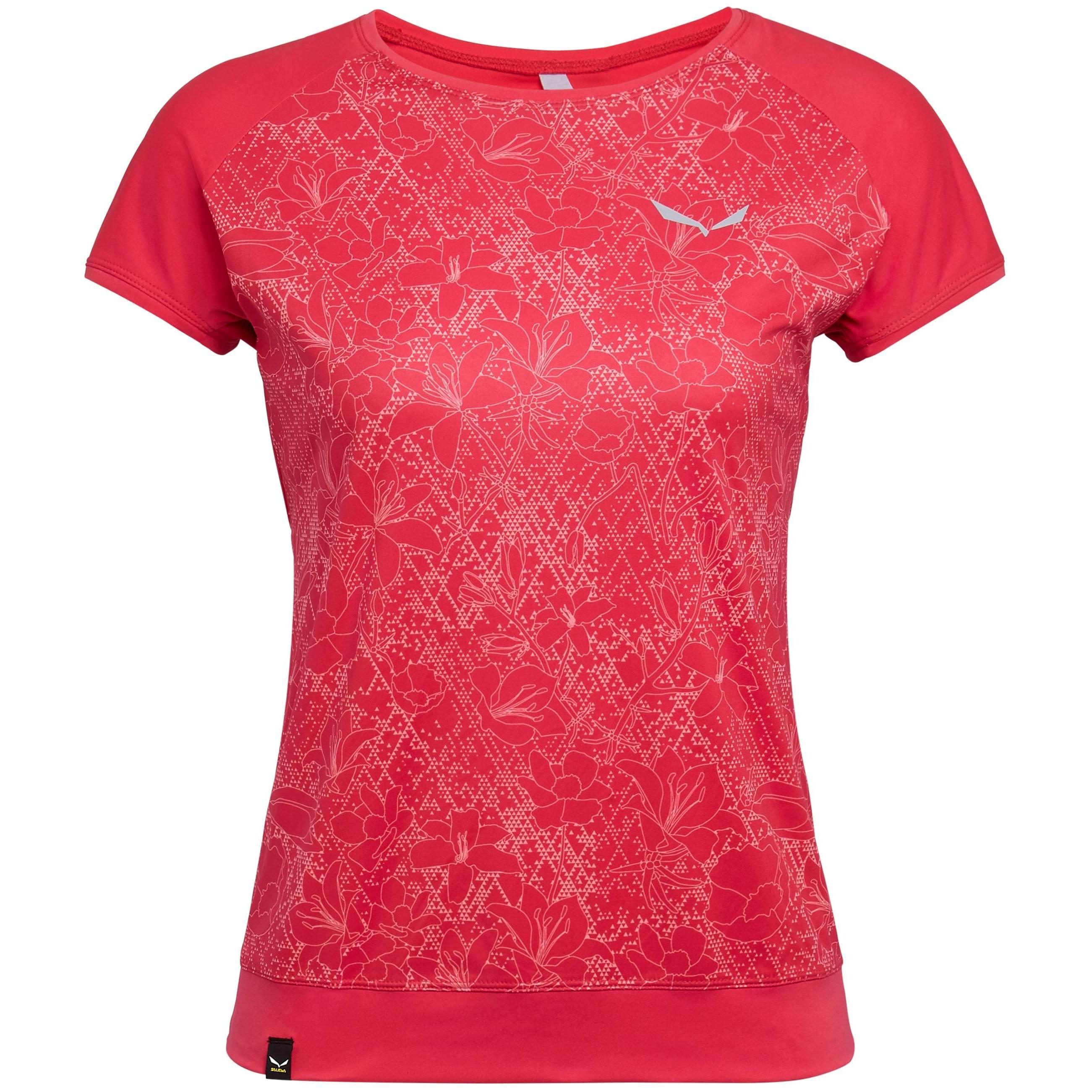 фото Футболка salewa pedroc print dry w s/s tee, rose red, 40 eu