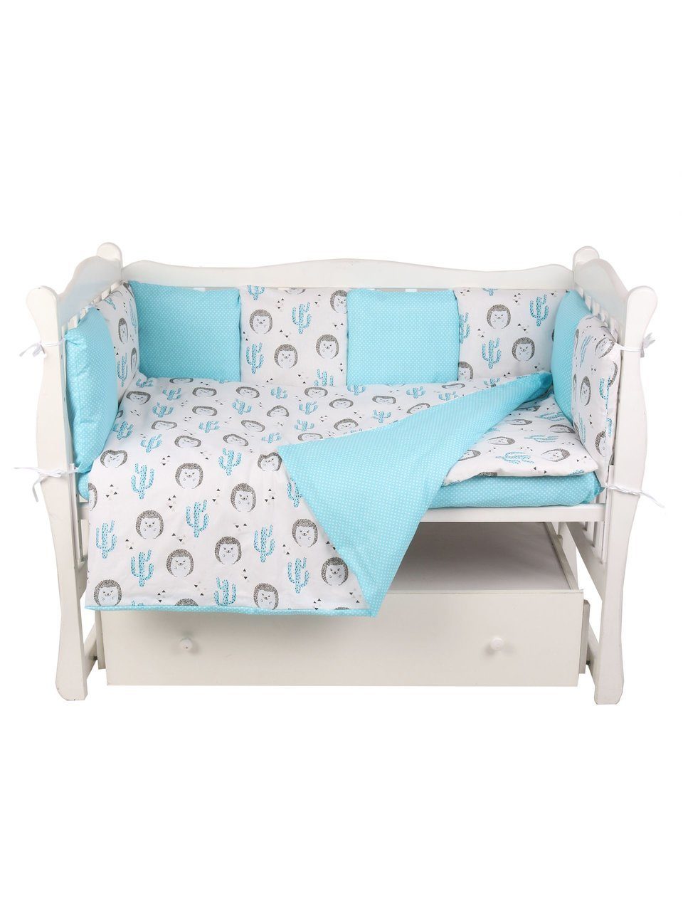 Комплект в кроватку 15 предметов подушек-бортиков AmaroBaby Ежики бязь abc king комплект подушек для дивана princess