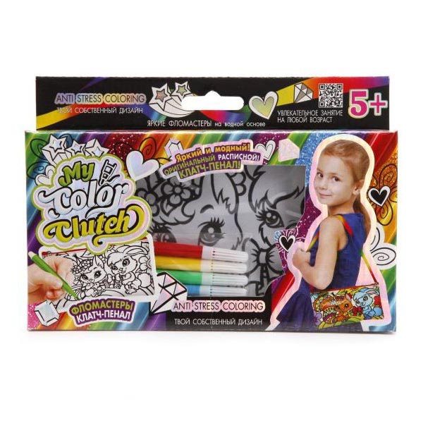 

Пенал-раскраска Danko Toys My Color Clutch с фломастерами