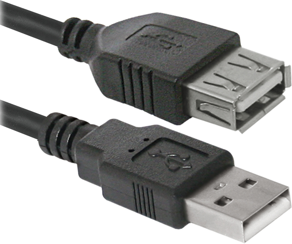 фото Кабель defender usb a-usb a, m-f 5м black (usb02-17)