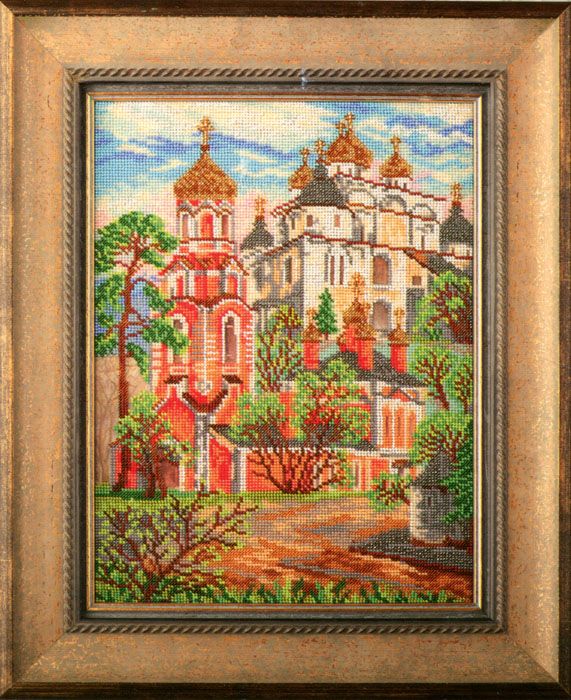 

Вышивка бисером Кроше Сретенская церковь18,5x26 см.