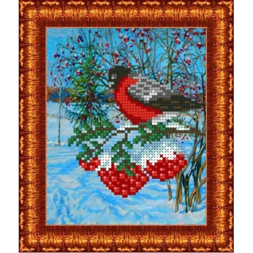 

Канва с рисунком для бисера Снегирь А5