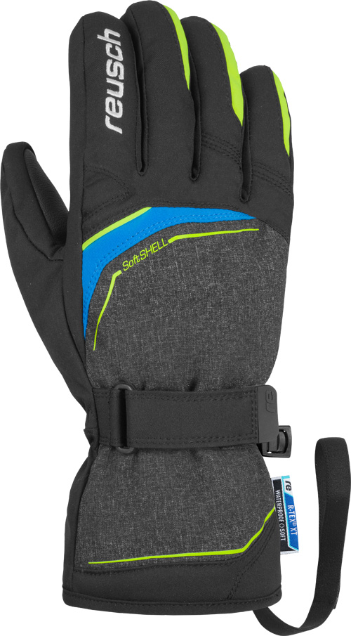 фото Перчатки reusch primus r-tex xt black melange/safety yellow/brilliant blue inch 8,5