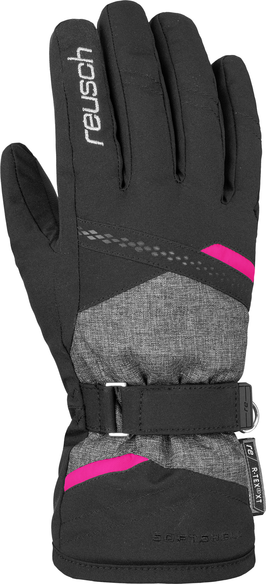 фото Перчатки reusch hannah r-tex® xt, black/black melange/pink glo, 6.5 inch