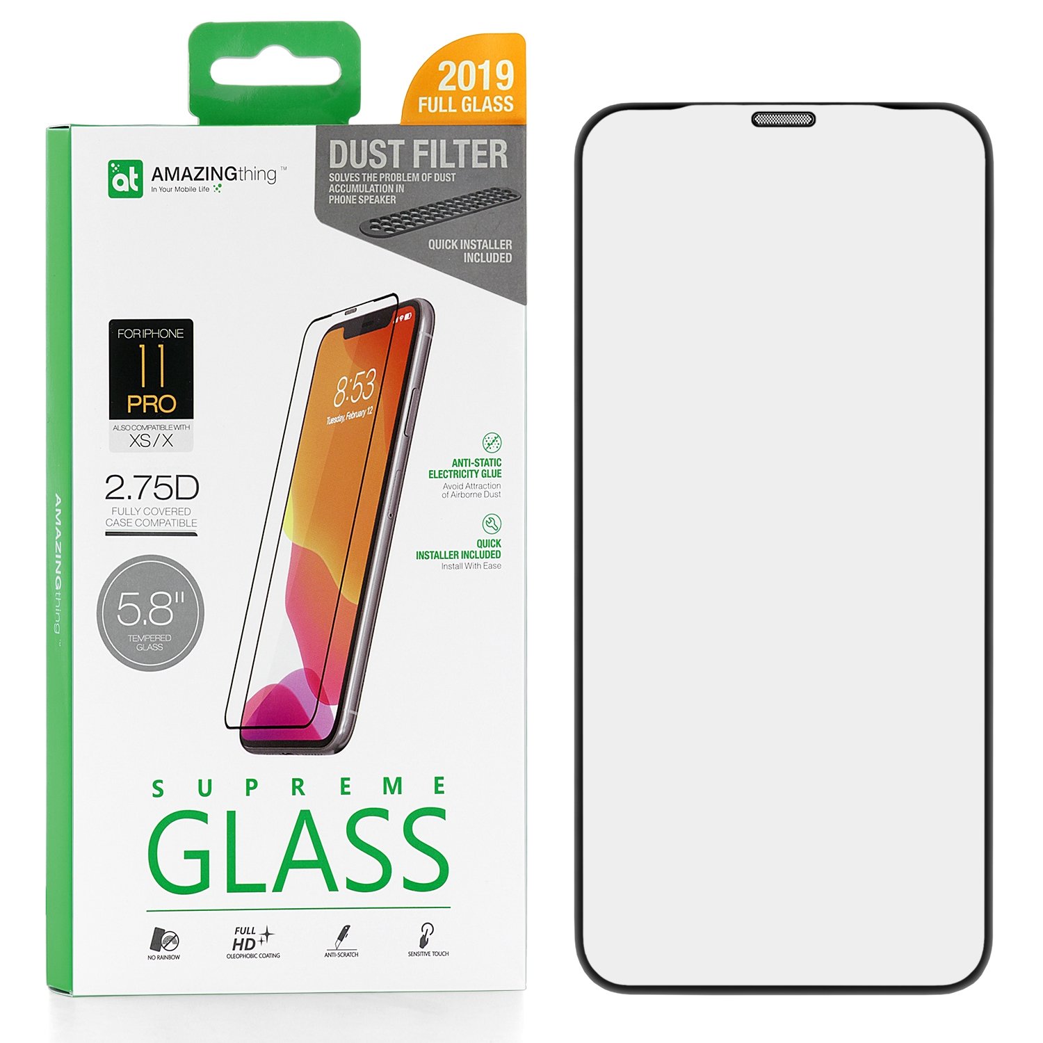 фото Защитное стекло amazingthing supremeglass dust filter black 0.3mm для apple iphone x