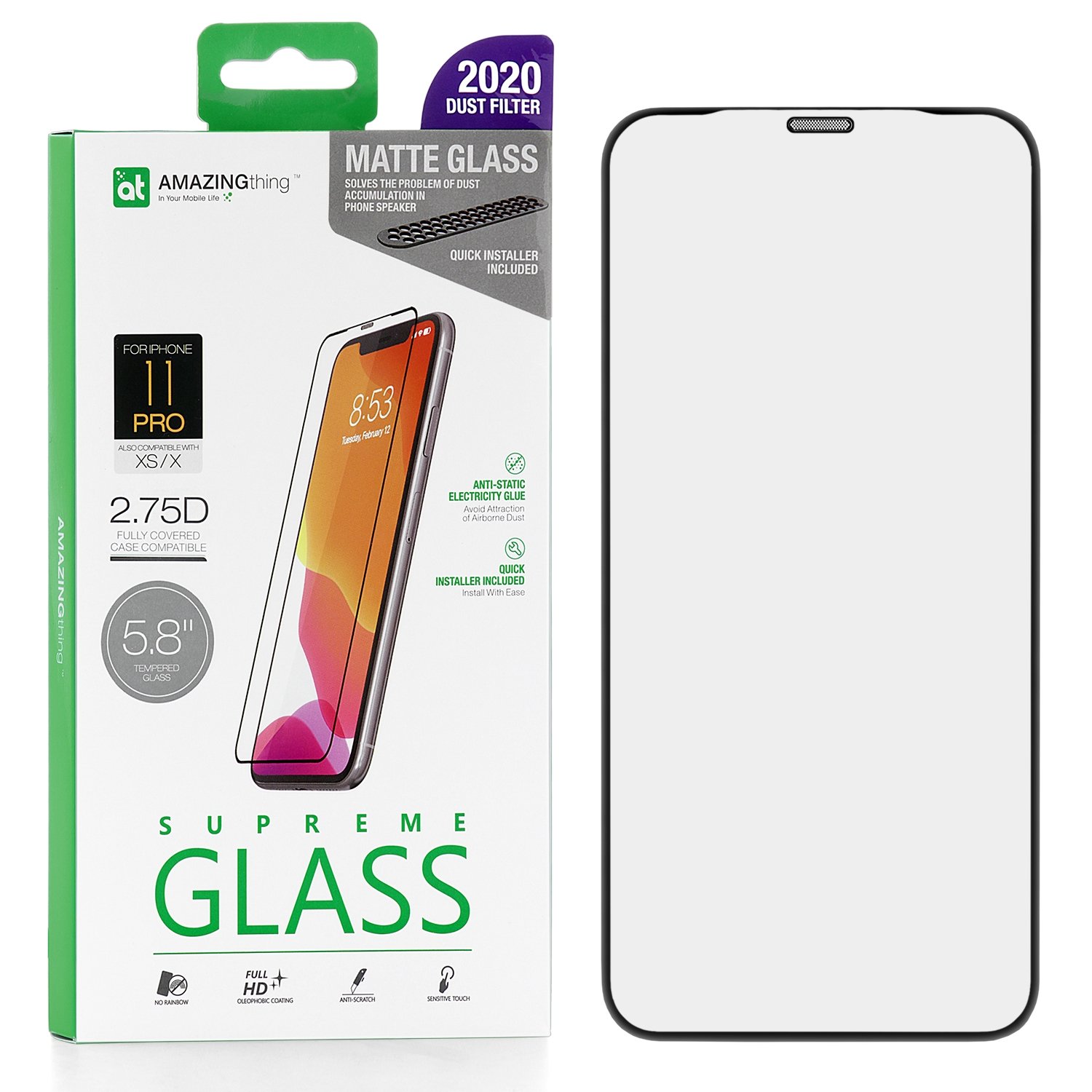 фото Защитное стекло amazingthing full glue anti-glare black 0.3mm для apple iphone x