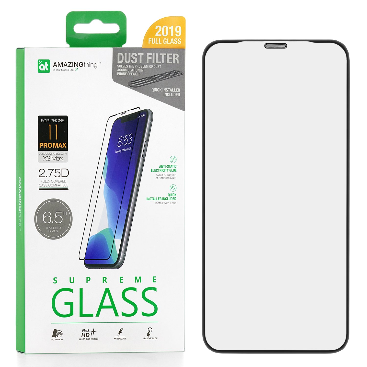 фото Защитное стекло amazingthing supremeglass dust filter black 0.3mm для apple iphone xs max