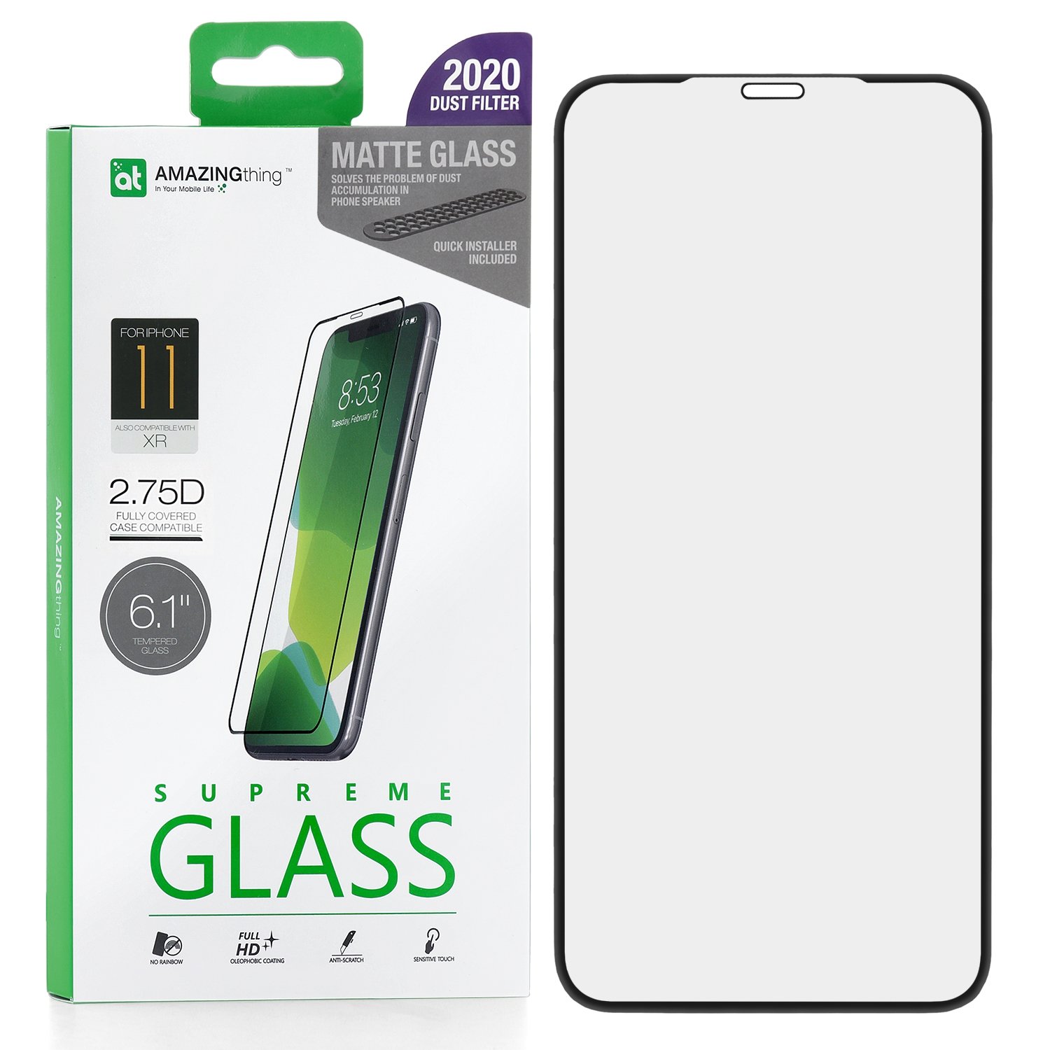 

Защитное стекло для Apple iPhone XR / 11 Amazingthing Full Glue Anti - Glare Black 0.33mm, SupremeGlass