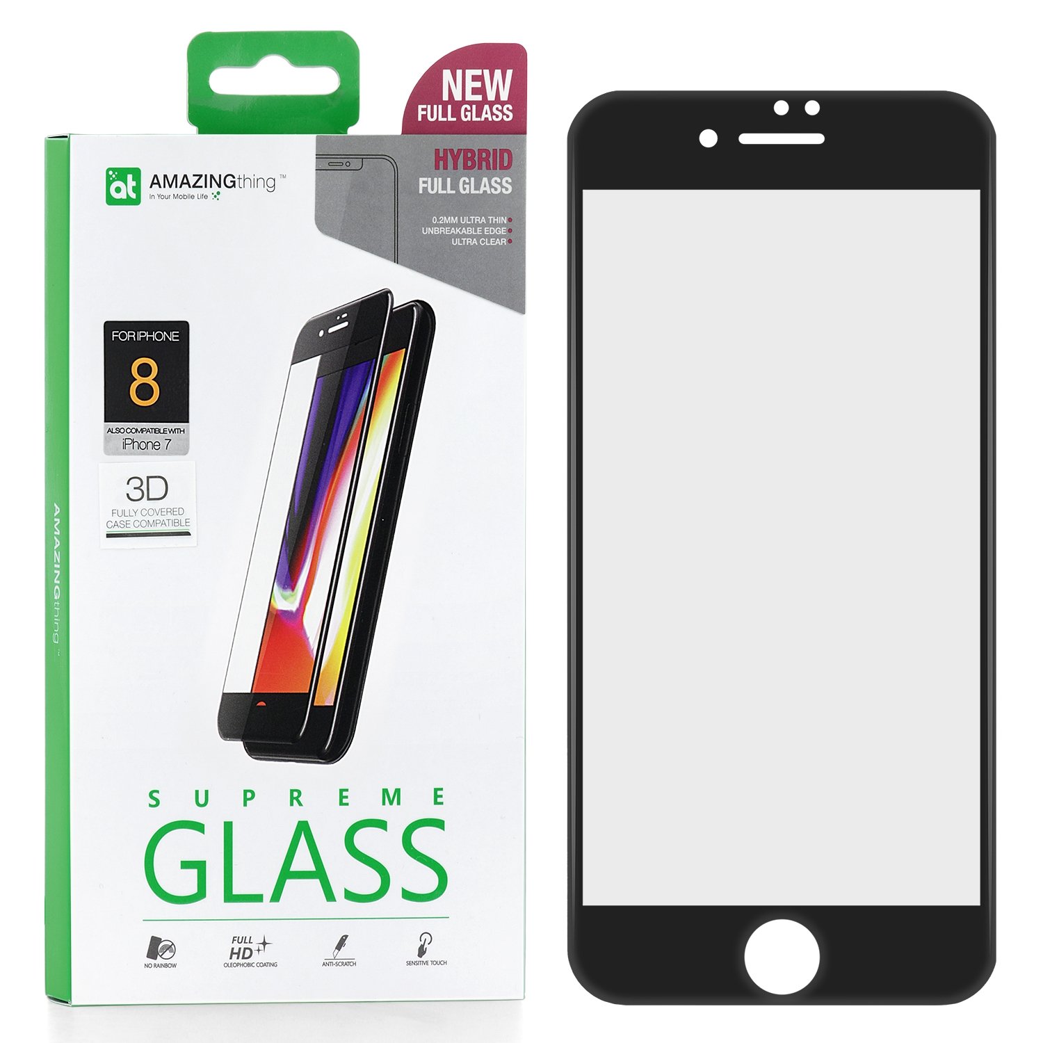 

Защитное стекло AMAZINGthing SupremeGlass Hybrid 3D Black 0.2mm для Apple iPhone 7, SupremeGlass