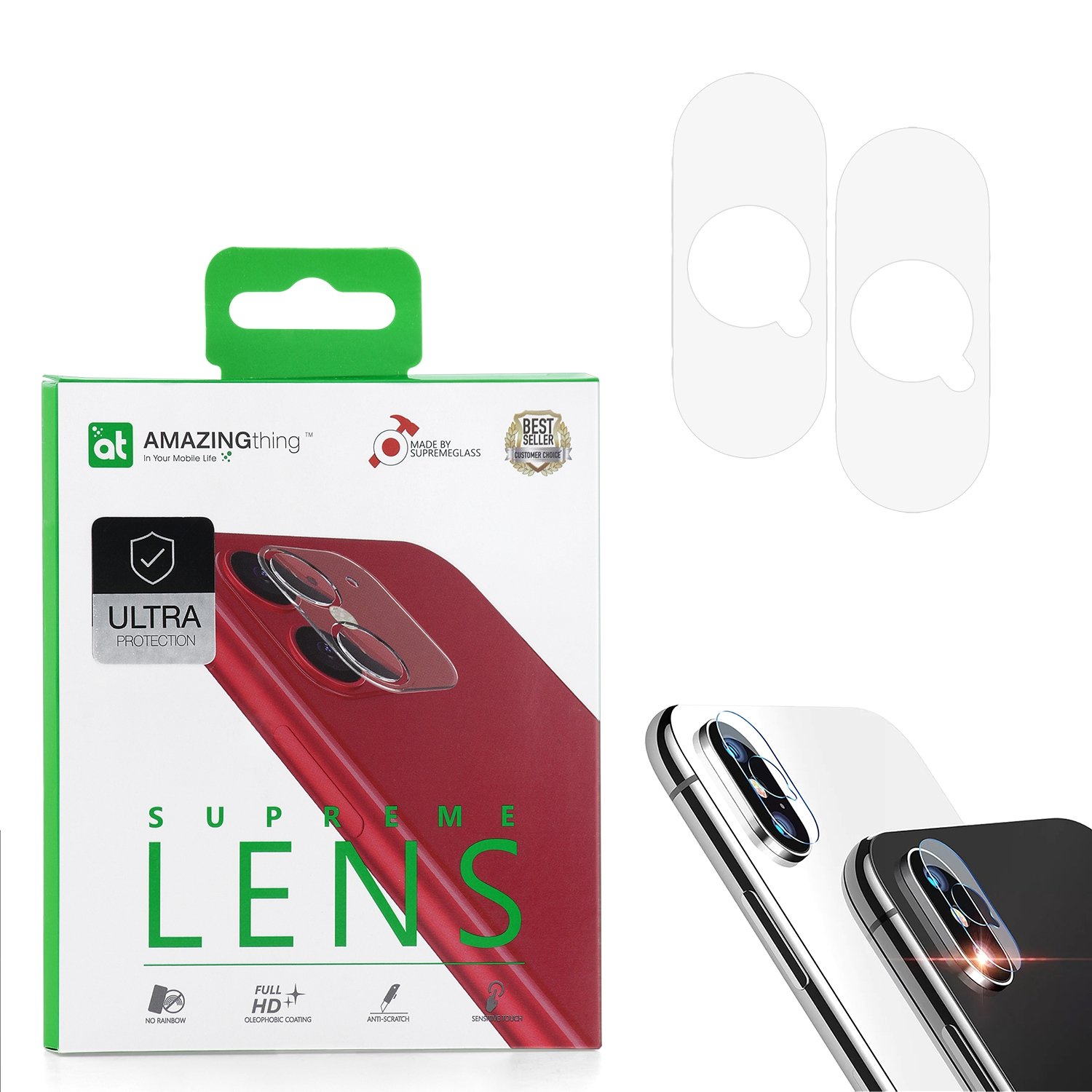 

Защитное стекло для камеры Apple iPhone X / XS Amazingthing SupremeLens Ultra 0.33mm 2шт, SupremeLens Ultra