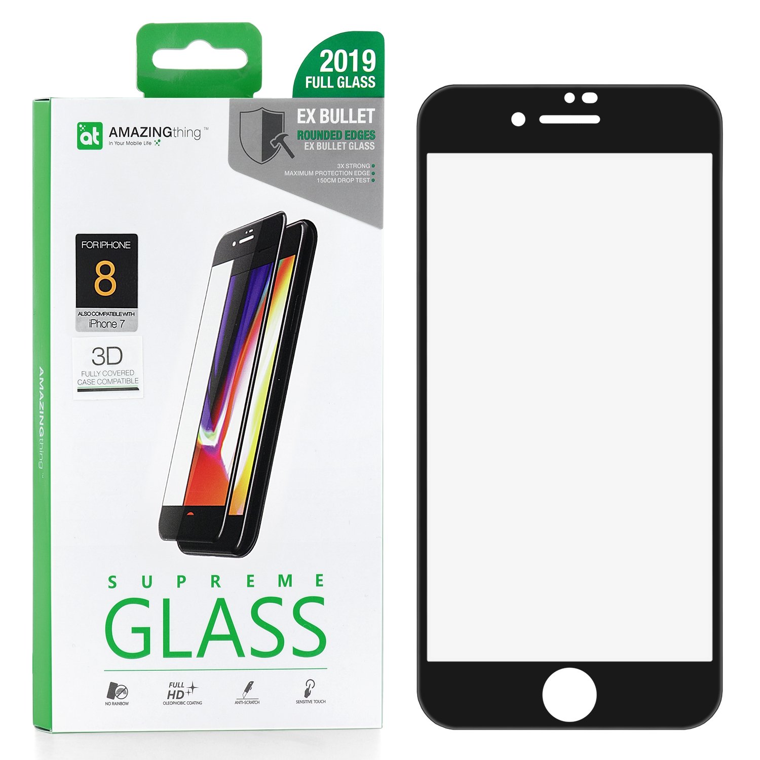 

Защитное стекло AMAZINGthing SupremeGlass Extra Hard 3D Black 0.3mm для Apple iPhone 7, SupremeGlass