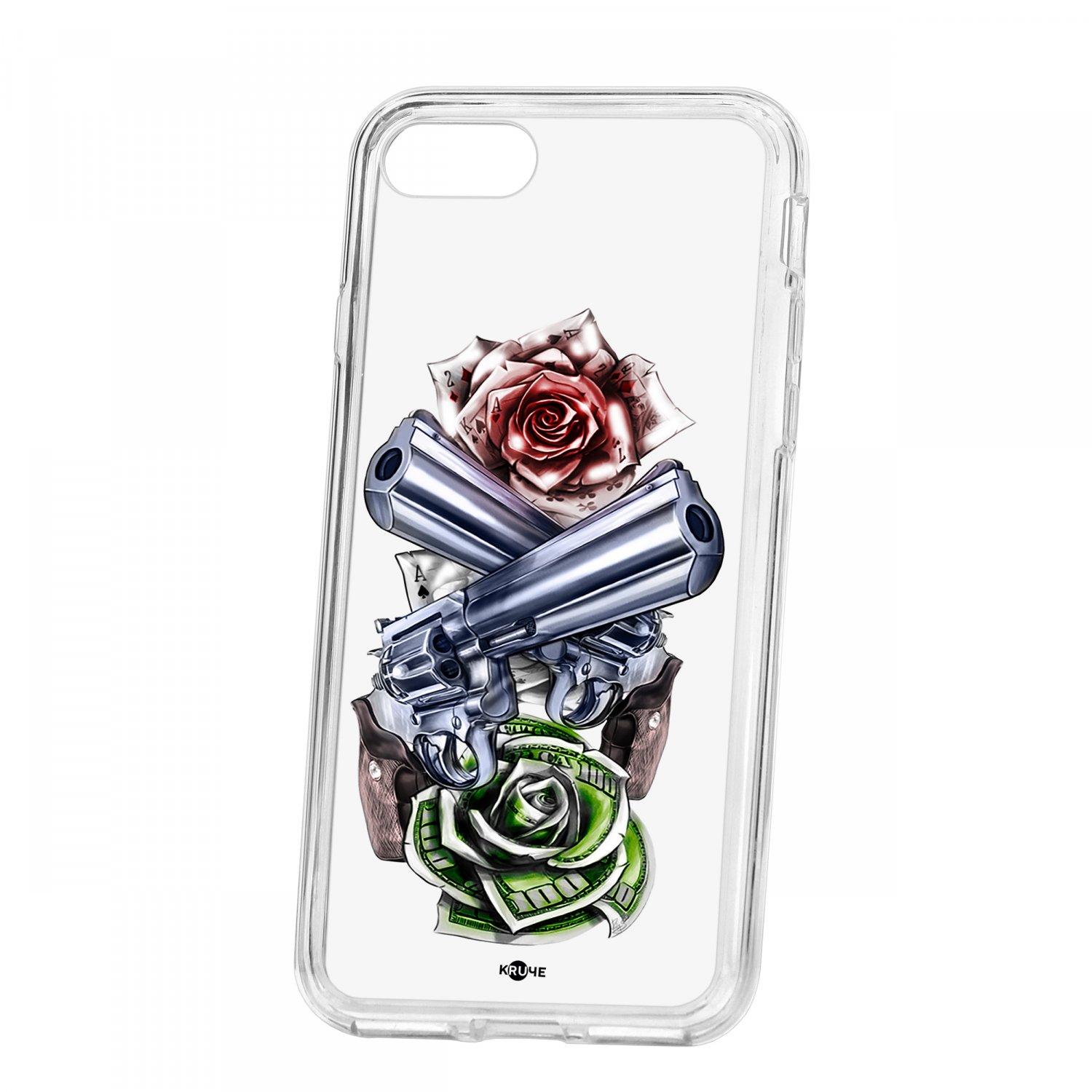 

Чехол для Apple iPhone 7 / 8 / SE 2020 КRUЧЕ Print Карты деньги 2 ствола, Print