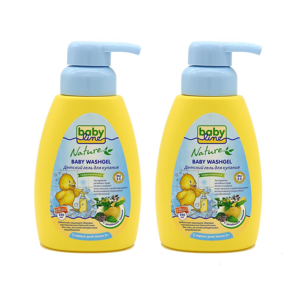 

Гель для купания Babyline с целебными травами с первых дней жизни, 2x250 мл