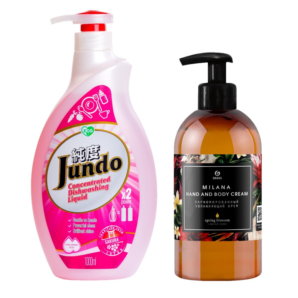 

Концентрат д/посуды Jundo Sakura 1 л + Milana Spring крем для рук и тела 300 мл
