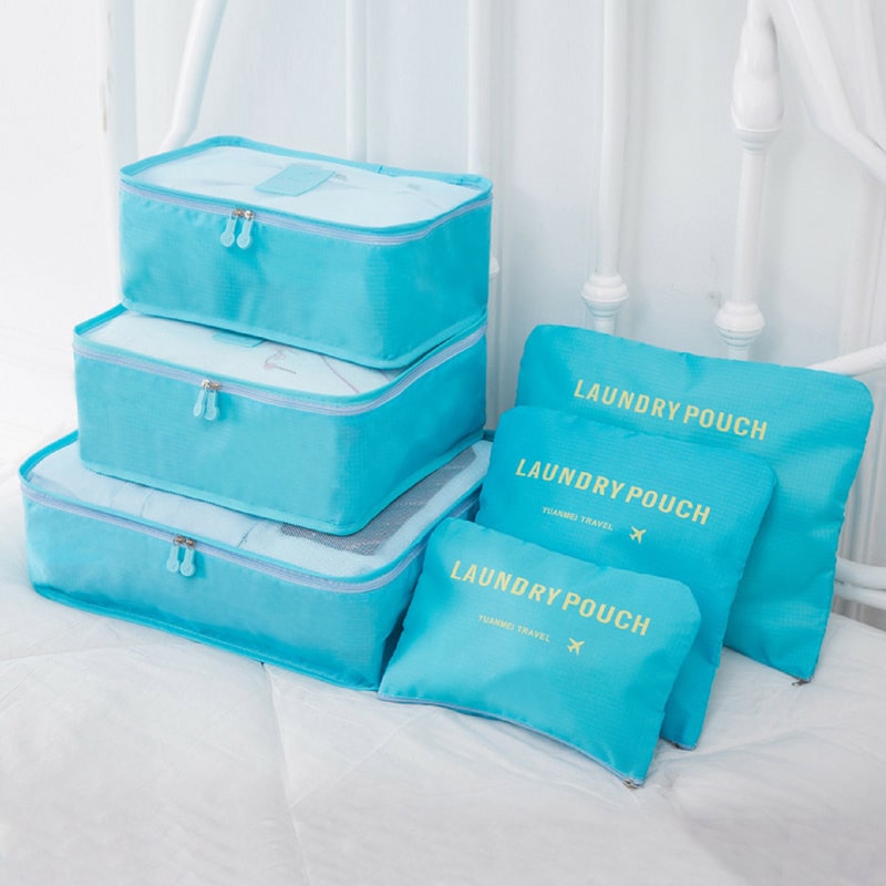 фото Набор для путешествий и хранения laundry pouch из 6 сумок органайзеров голубой