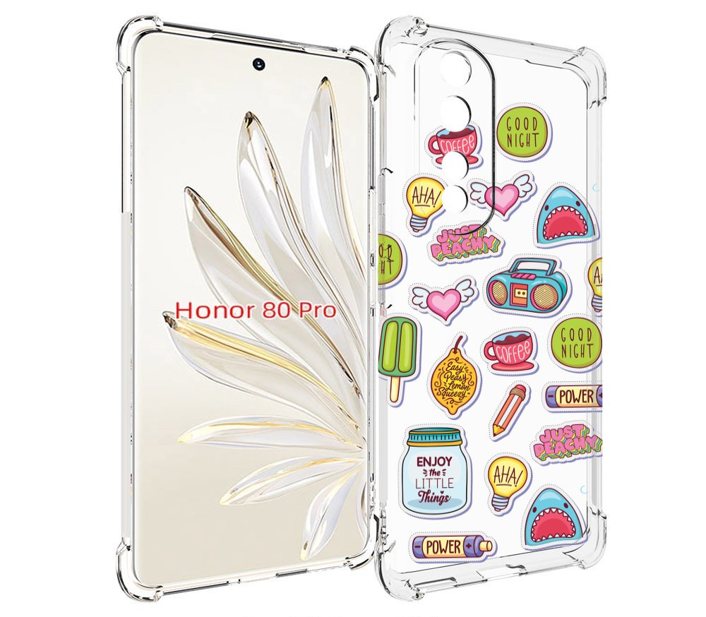 

Чехол MyPads стикер-пак для Honor 80 Pro, Прозрачный, Tocco