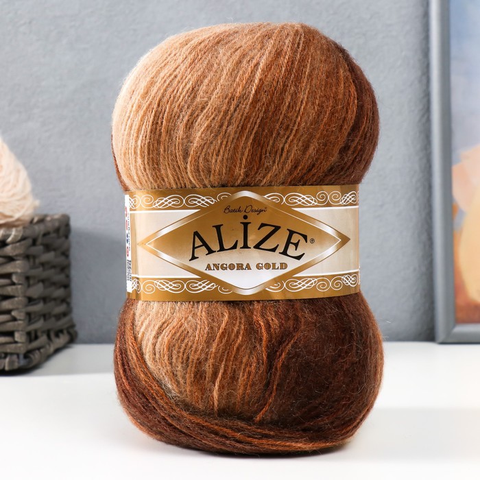 

Пряжа Alize Angora Gold Batik 6779 корично-бежево-кремовый, 100гр, 550м