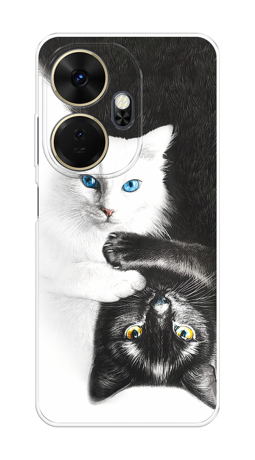 

Чехол на Itel P55 Plus 4G "Коты Инь-Янь", Черный;белый;голубой, 3201950-1