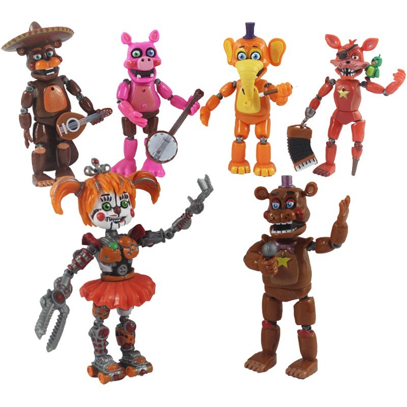 фото Набор фигурок пять ночей с фредди fnaf pizzasim: rockstar freddy 6в1 (14 см)