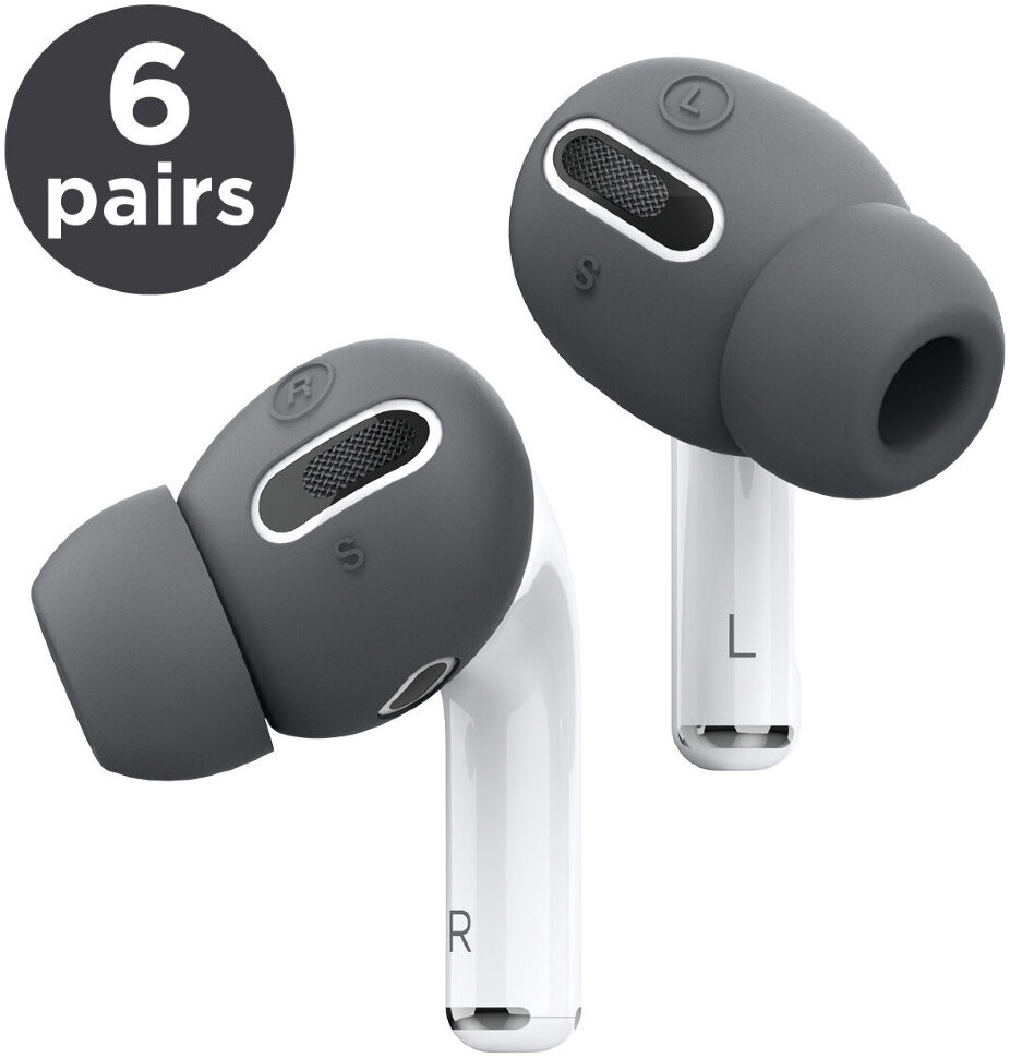 

Амбушюры Elago EarBuds Cover +6 Tips для AirPods Pro, Темно-серый (EAPP-BUDSBA-DGY), EarBuds Cover +6 Tips