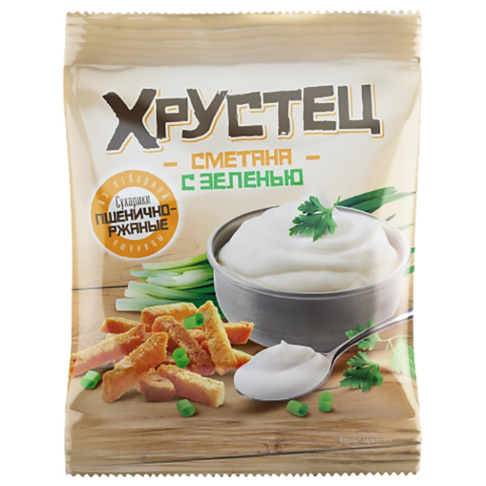 

Сухарики ржано-пшеничные Хрустец сметана и зелень 130 г