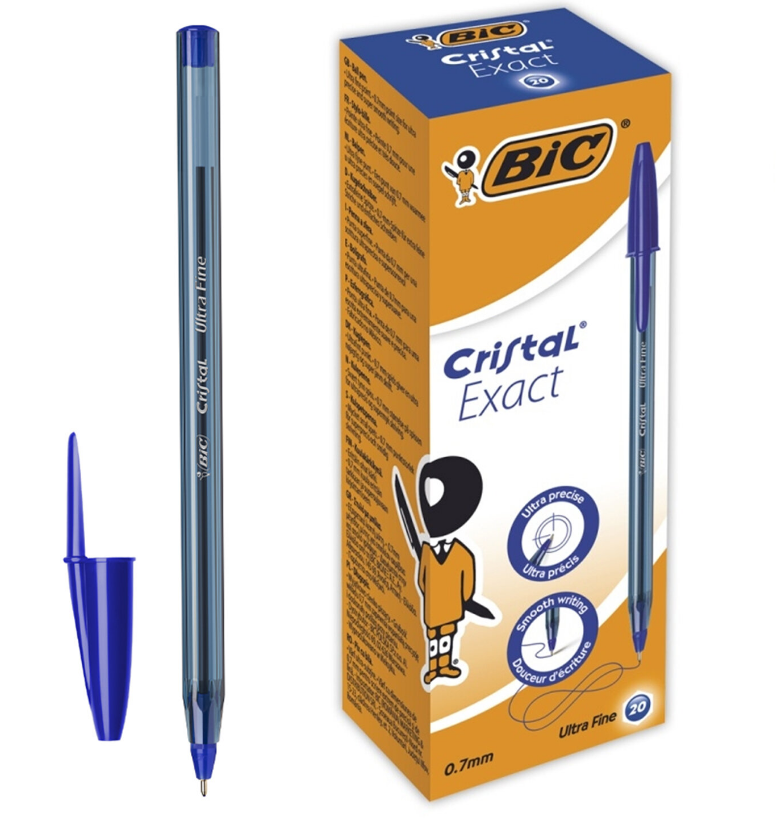 фото Набор из 20 шт, ручка шариковая bic cristal exact, синяя, корпус тонированный, узел 0,7мм