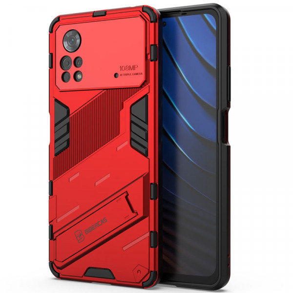 

Противоударный чехол-подставка Epik Megatron для Poco X4 Pro 5G с защитой камеры, Красный