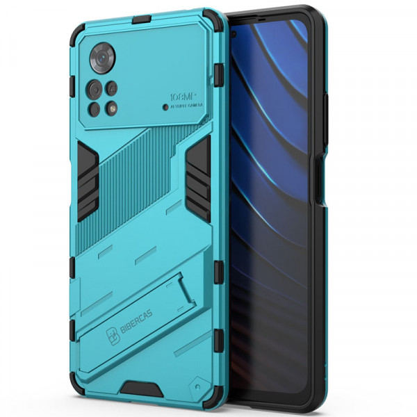 

Противоударный чехол-подставка Epik Megatron для Poco X4 Pro 5G с защитой камеры, Голубой