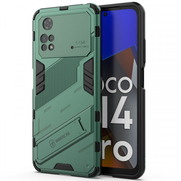 Противоударный чехол-подставка Epik Megatron для Poco M4 Pro 4G с защитой камеры