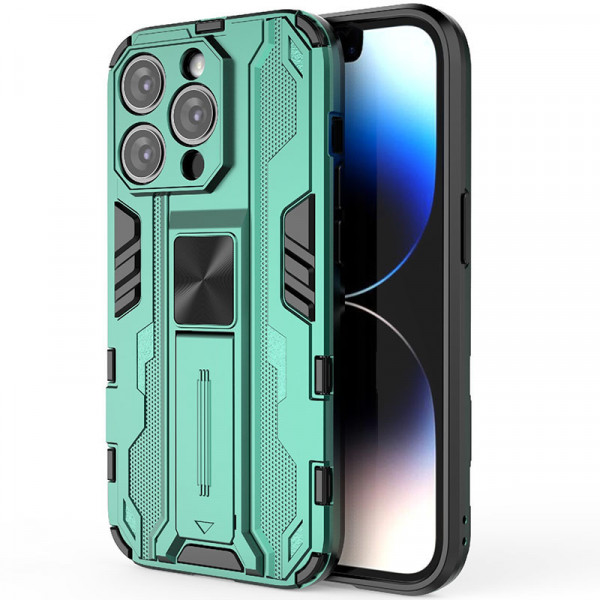 

Противоударный чехол-подставка Epik Galvatron для iPhone 13 Pro Max с защитой камеры, Зеленый