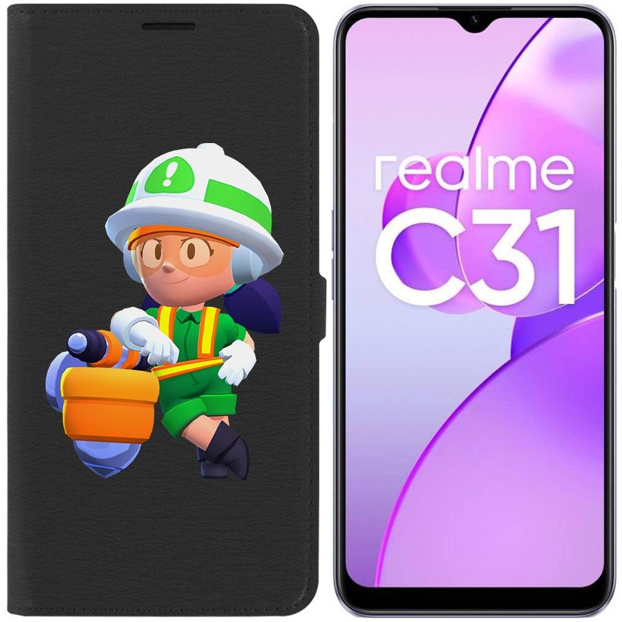 

Чехол-книжка Eco Book для Realme C31 Brawl Stars-Строительница Джеки