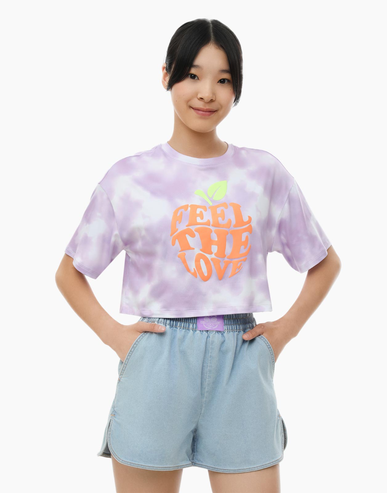 Укороченная футболка Oversize тай-дай с принтом для девочки 10-12л/146-152