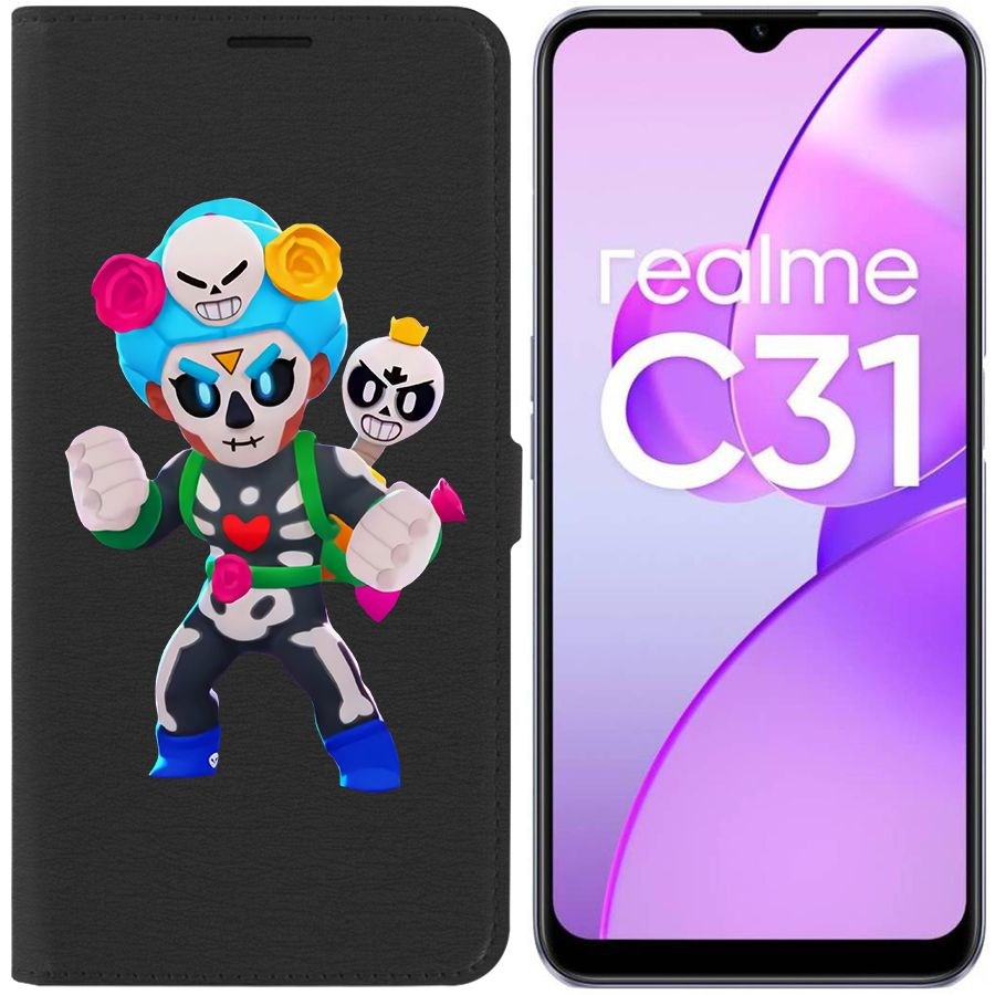 

Чехол-книжка Eco Book для Realme C31 Brawl Stars-Хэллоуинская Роза