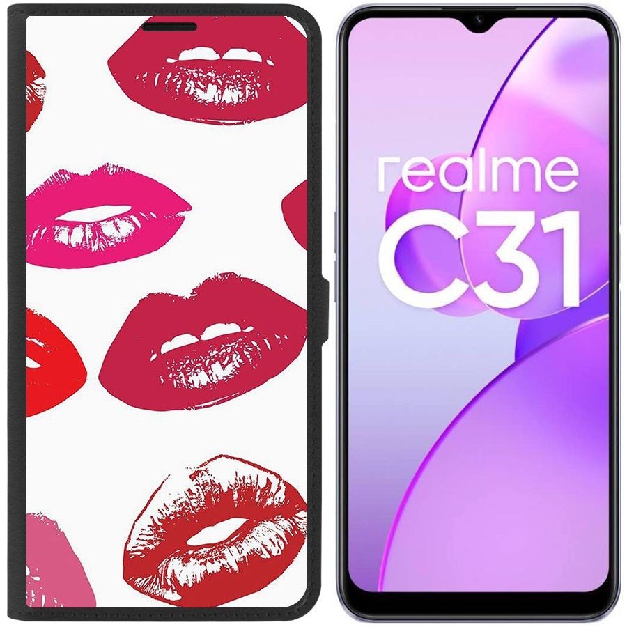 

Чехол-книжка Eco Book для Realme C31 Губы паттерн 2, Черный