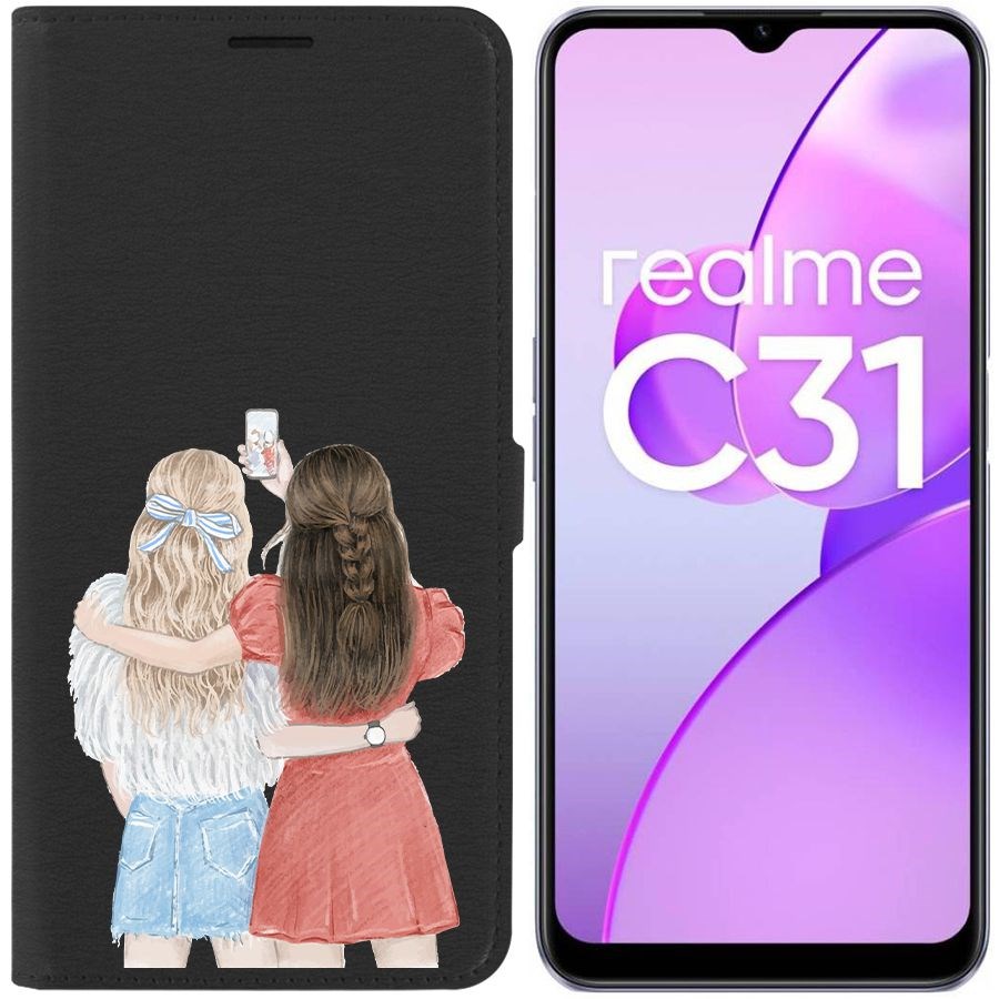 

Чехол-книжка Eco Book для Realme C31 Лучшие подруги, Черный