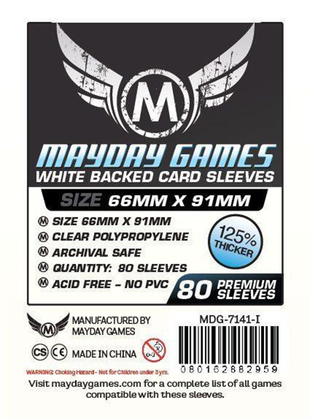 фото Протекторы mayday games 66*91 мм. белые 80шт. mdg-7141i