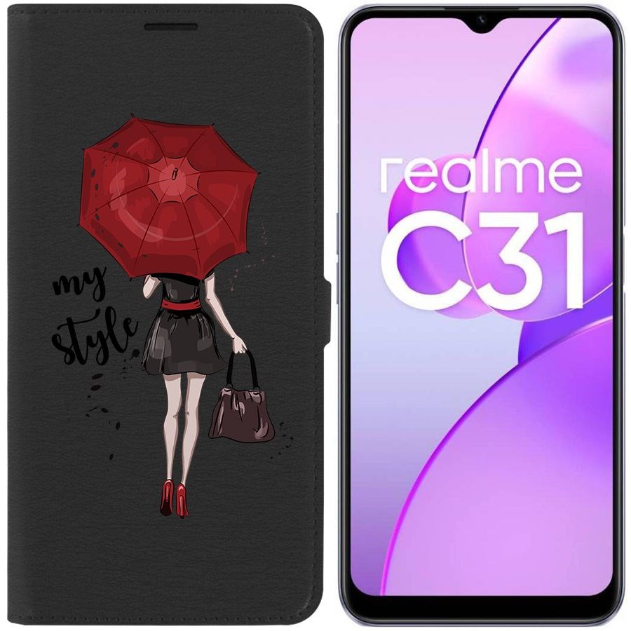 

Чехол-книжка Eco Book для Realme C31 Мой стиль, Черный