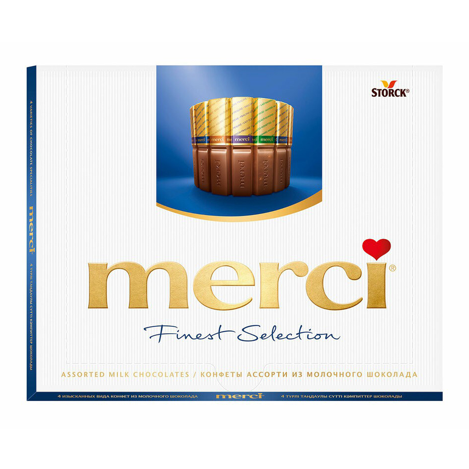 Шоколадные конфеты Merci Ассорти из молочного шоколада 250 г