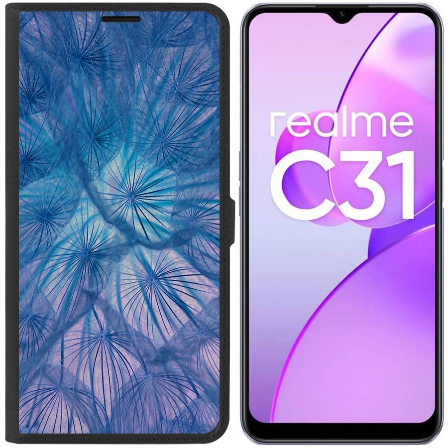 

Чехол-книжка Eco Book для Realme C31 Синий одуванчик, Черный