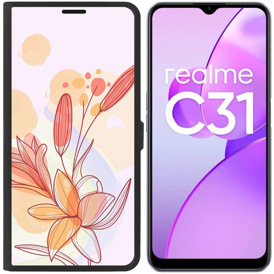 

Чехол-книжка Eco Book для Realme C31 Фантазия, Черный